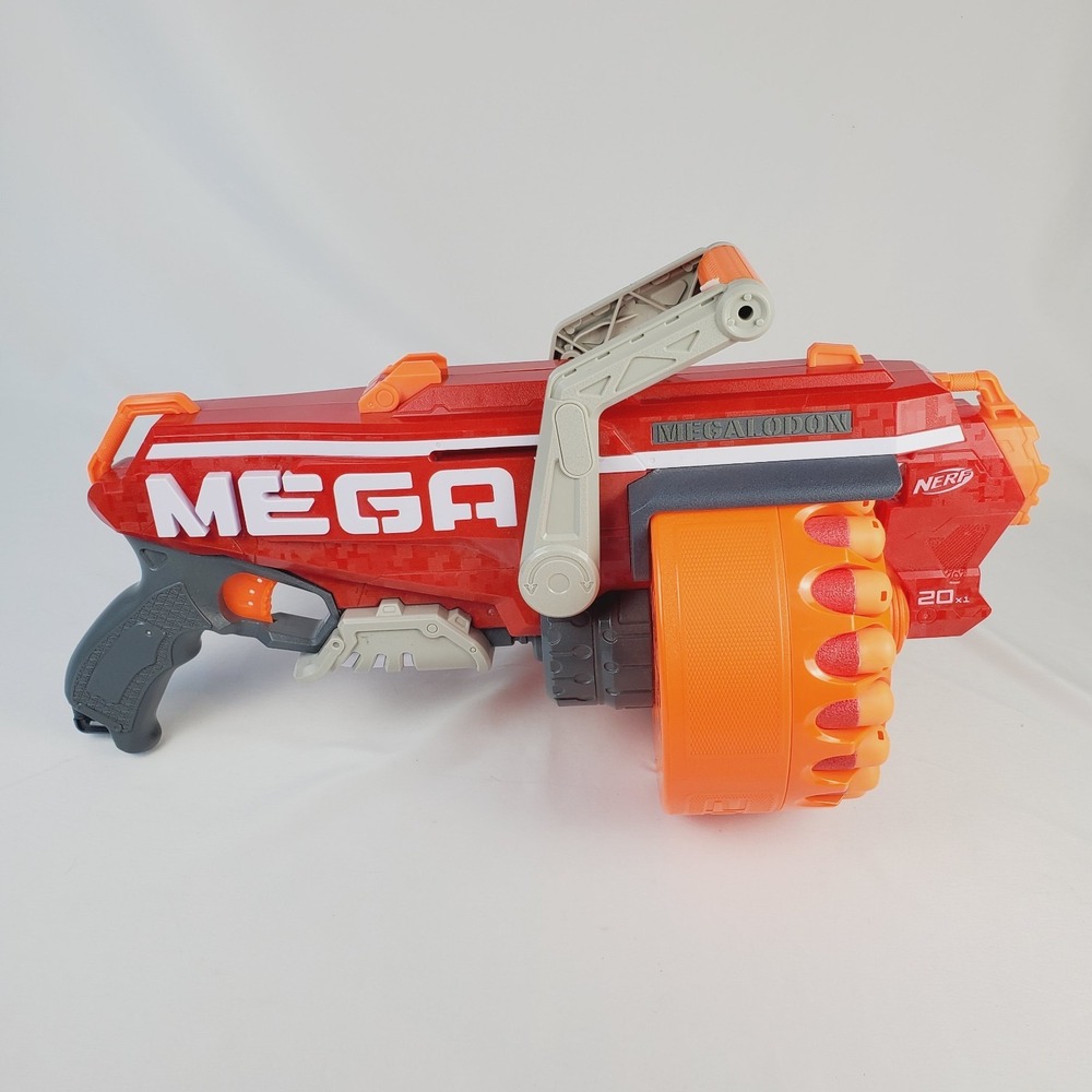 Nerf Megalodon N-Strike Mega Toy Blaster 2018 20 Round Drum Mag w 14 Darts WORKS
